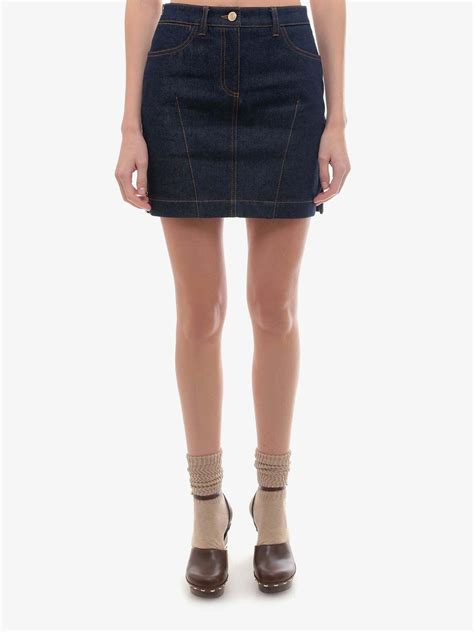 fendi jean skirt|Fendi skirt with plaid blouse.